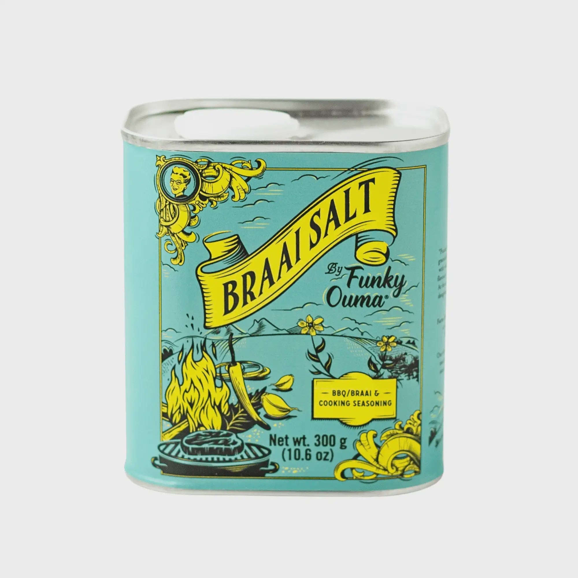 FUNKY OUMA BRAAI AND COOKING SALT TIN 300G Funky Ouma