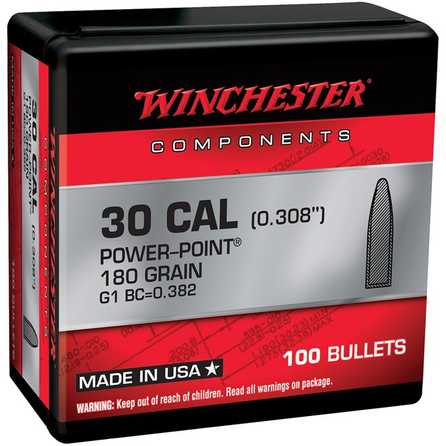 Winchester Bullets 30 Caliber 150gr Power-Point (Round Nose) x 100 Winchester