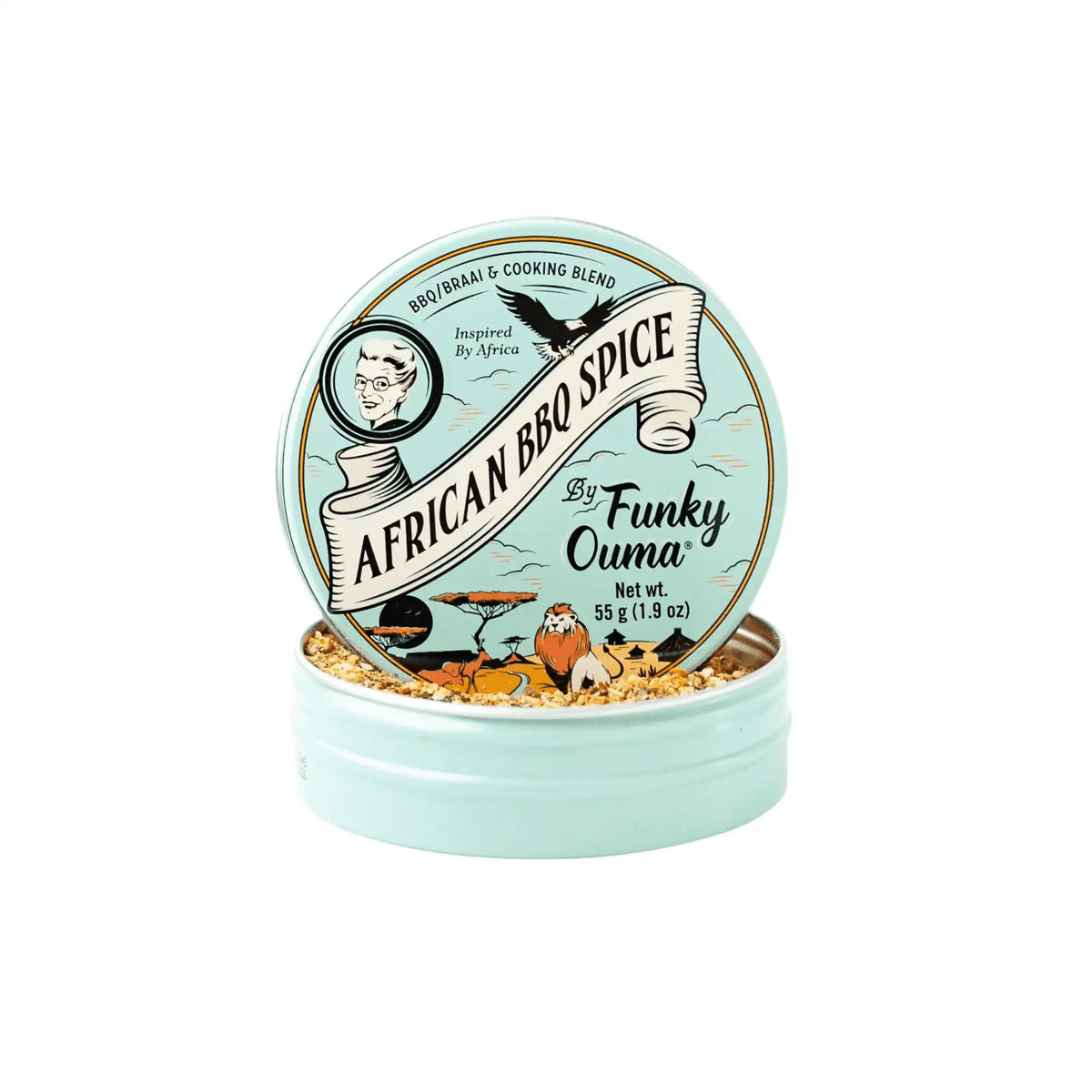 FUNKY OUMA AFRICAN BBQ SPICE TRAVEL TIN 55G Funky Ouma