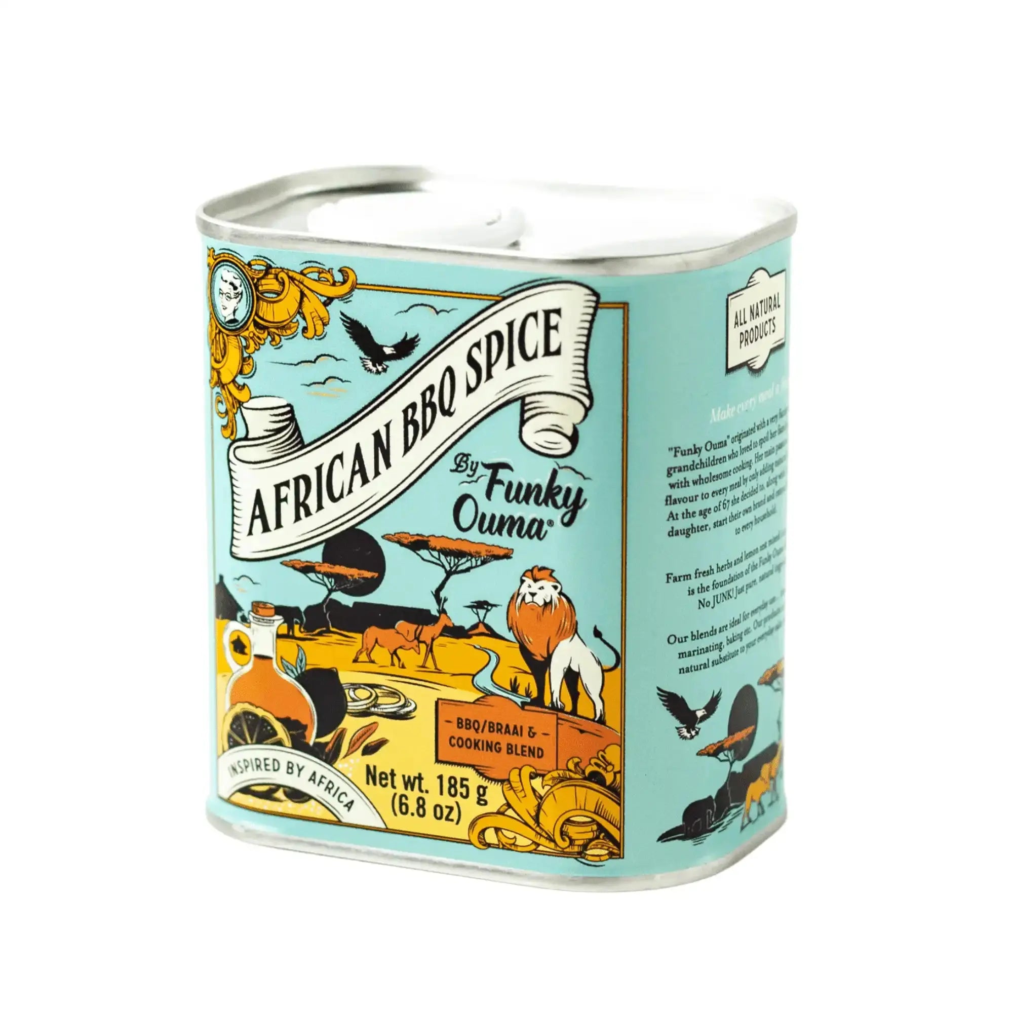 FUNKY OUMA AFRICAN BBQ SPICE TRAVEL TIN 185G Funky Ouma