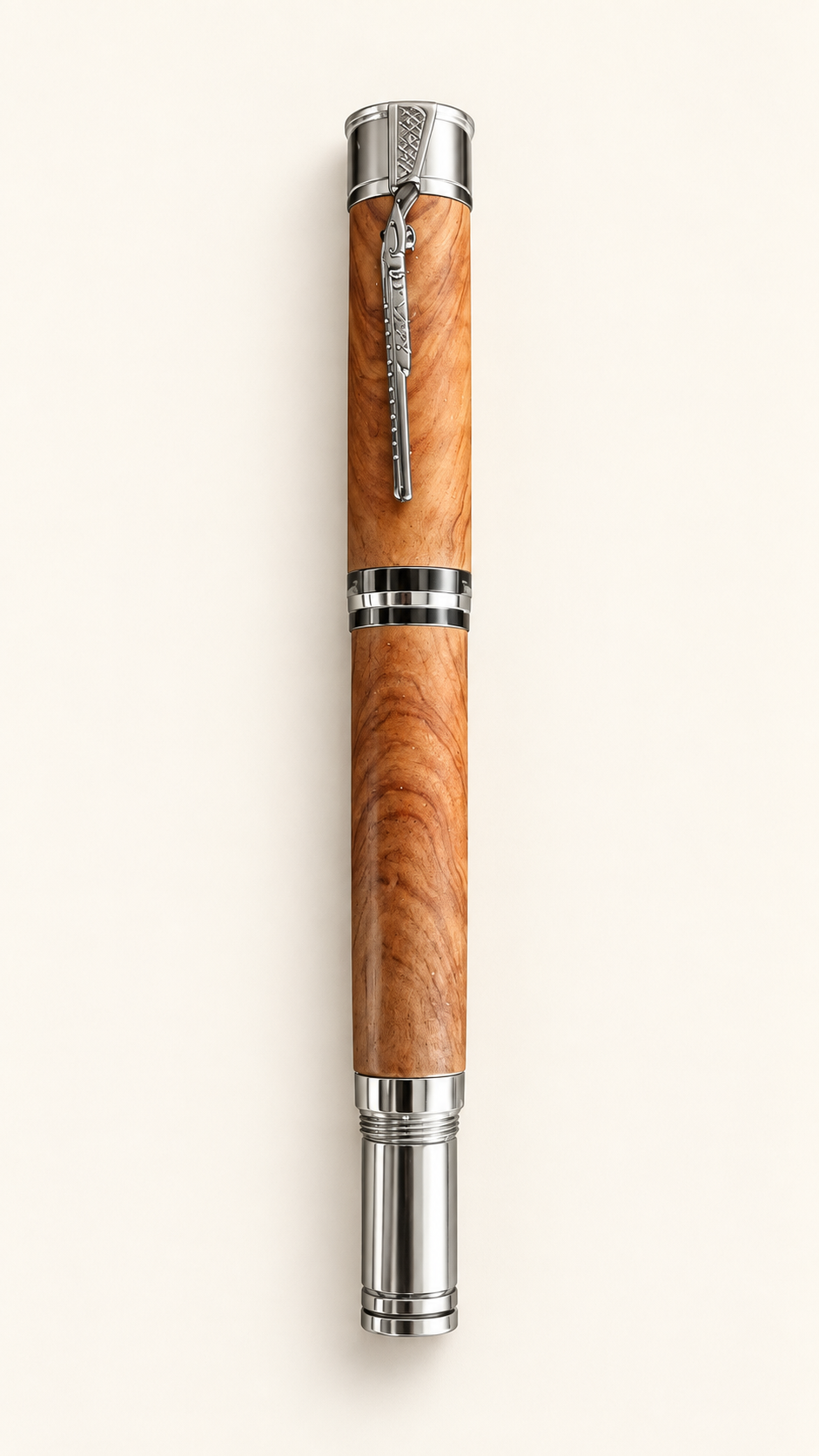 Wooden Bullet-Style Ballpoint Pen with Shotgun Clip