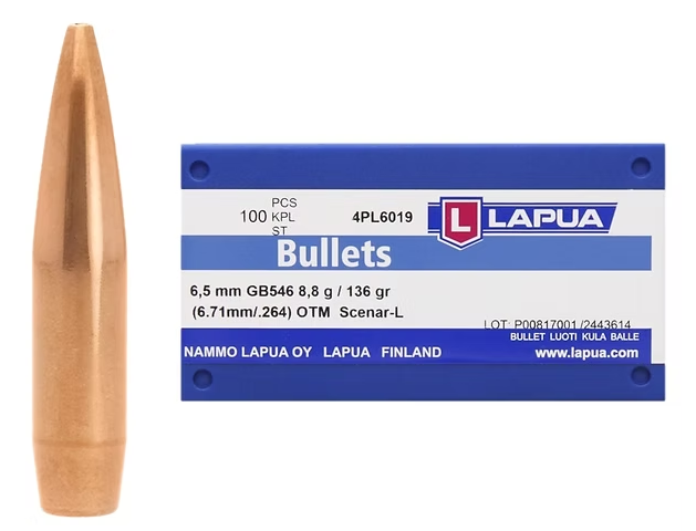 LAPUA 6.5mm 136 GR Scenar-L OTM GB546 Bullets (100) Lapua