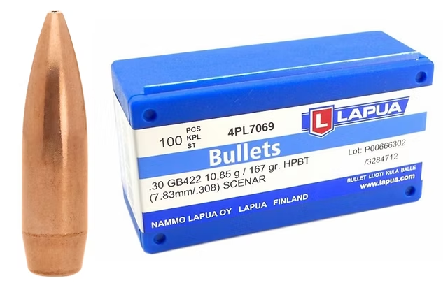 LAPUA .308 167 GR Scenar OTM GB422 Bullets (100) Lapua