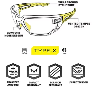 Type X Amber Lens Black Frame - Tactical Mechanix