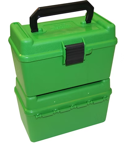 MTM H50-R-MAG 7mm Rem Mag / 300 Win Mag 50 RD Deluxe Ammo Box w/ Handle (Green)