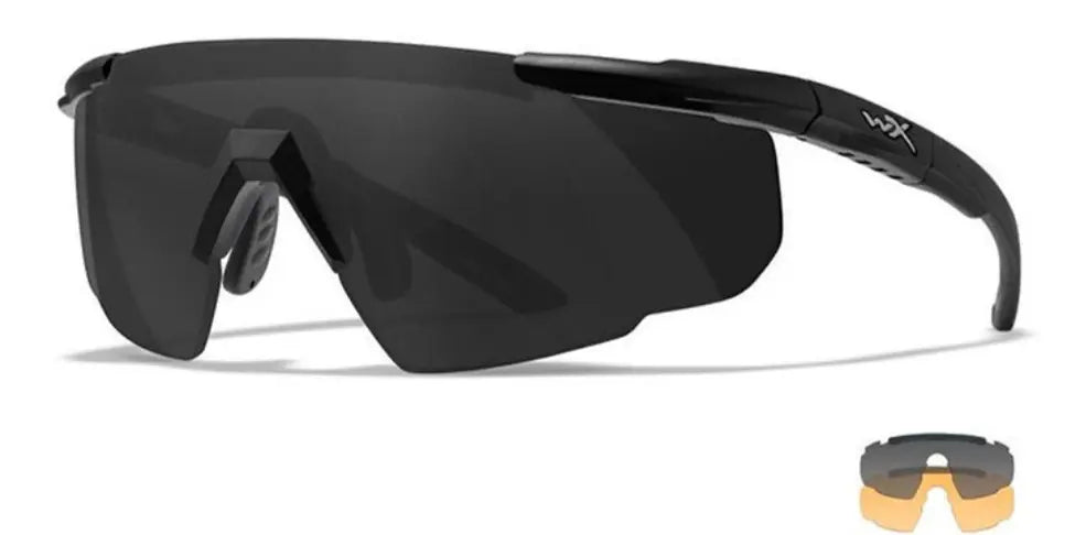 WX SABER ADVANCED Protective Eyewear (Black Frame + 2 Lenses : Smoke / Rust) Wiley X