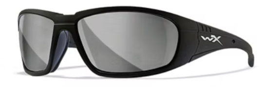 WX Boss Grey Silver Flash Gloss Black Frame Wiley X