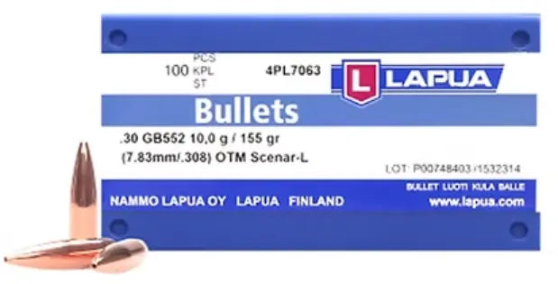 LAPUA .308 155 GR Scenar-L OTM GB552 Bullets (100) Lapua