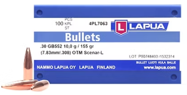 LAPUA .308 167 GR Scenar OTM GB422 Bullets (1000)