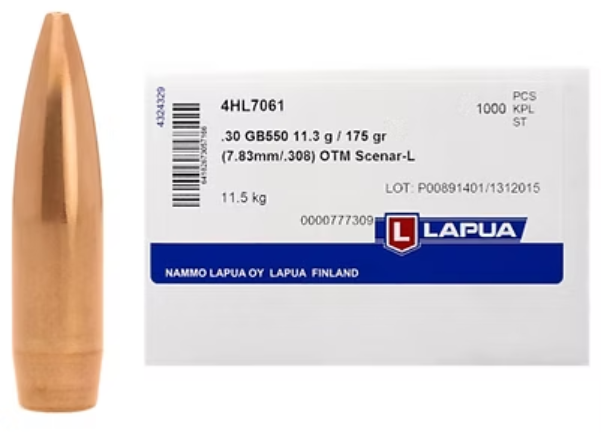 LAPUA .308 175 GR Scenar-L OTM GB550 Bullets (1000)