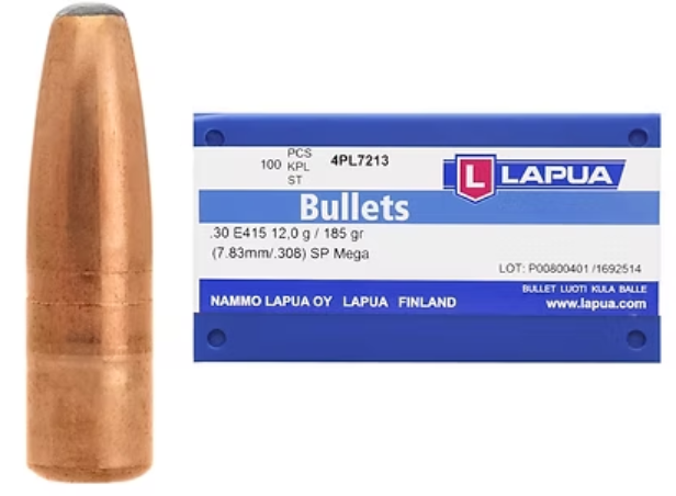 LAPUA .308 185 GR Mega SP Bullets (100) Lapua