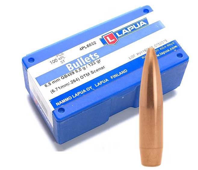 LAPUA 6.5mm 123 GR Scenar OTM GB489 Bullets (100) Lapua