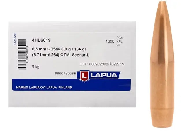 LAPUA 6.5mm 136 GR Scenar-L OTM GB546 Bullets (1000) Lapua
