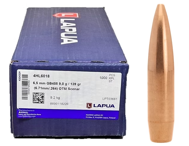 LAPUA 6.5mm 139 GR Scenar OTM GB458 Bullets (1000) Lapua