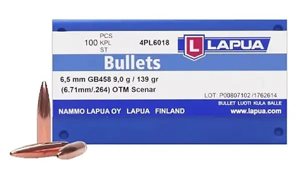 LAPUA 6.5mm 139 GR Scenar OTM GB458 Bullets (100) Lapua