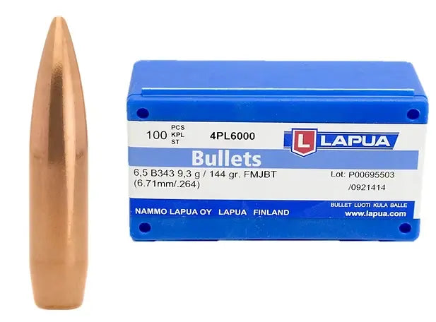 LAPUA 6.5mm 144 GR FMJBT B343 Bullets (100) Lapua