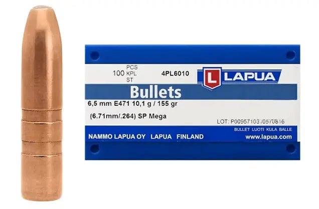 LAPUA 6.5mm 155 GR Mega SP E471 Bullets (100) Lapua