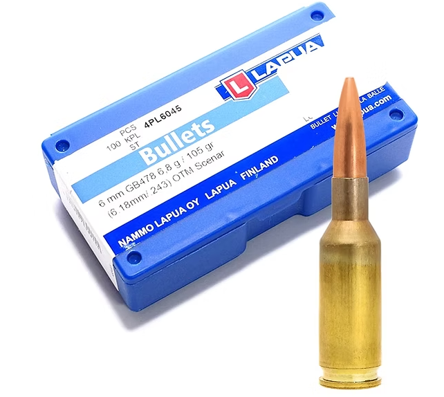 LAPUA 6mm B.R. Norma 105 GR Scenar GB478 Bullets (100) Lapua