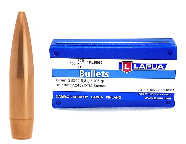 LAPUA 6mm 105 GR Scenar-L OTM GB542 Bullets (100) Lapua