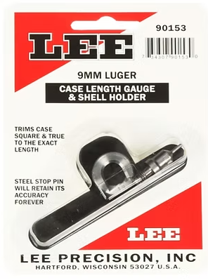 LEE Case Length Gauge & Shell Holder 9mm Luger