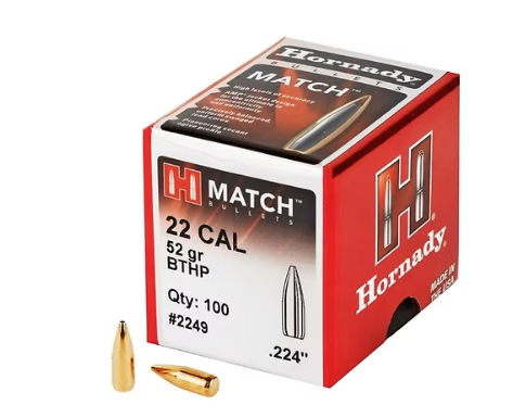 HORNADY .22 Cal .224 52 GR BTHP Match™ Bullets (100) Hornady