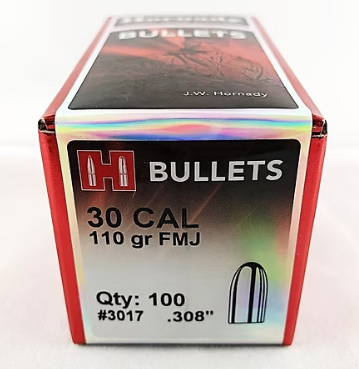 HORNADY 30 Cal. .308 100 GR FMJ-RN Bullets (100) Hornady