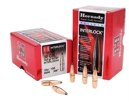 HORNADY 30 Cal .308 165 GR InterLock® BTSP Bullets (100)