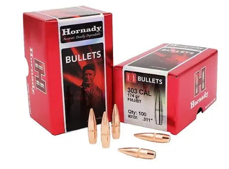 HORNADY 303 Cal .3105 174 GR FMJ BT Bullets (100) Hornady