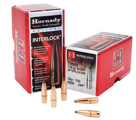 HORNADY 7mm .284 139 GR InterLock® BTSP Bullets (100)