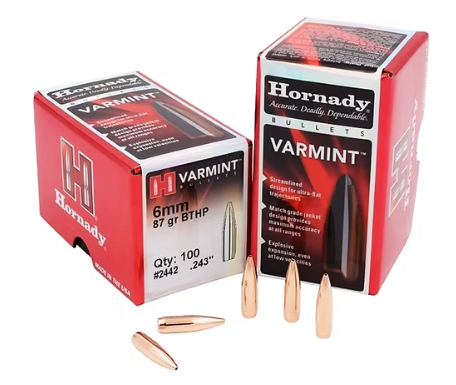 HORNADY 6mm .243 87 GR BTHP Bullets (100)