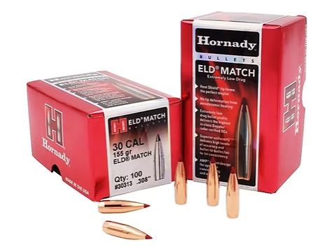 HORNADY 30 Cal .308 155 GR ELD® Match Bullets (100)
