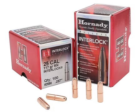 HORNADY 25 Cal .257 117 GR InterLock® RN Bullets (100) Hornady