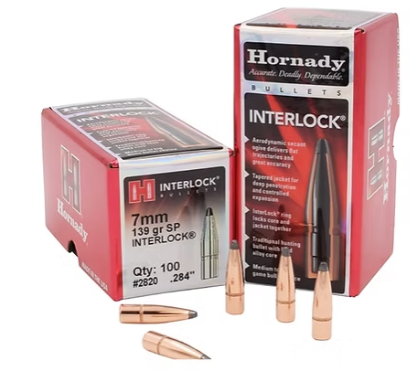 HORNADY 7mm .284 139 GR InterLock® SP Bullets (100)