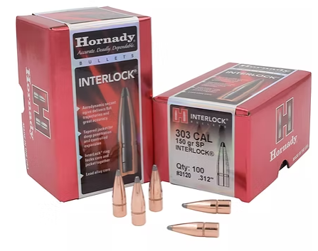 HORNADY 303 Cal .312 150 GR InterLock® SP Bullets (100)