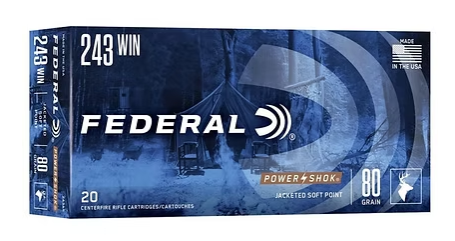 FEDERAL Power-Shock Rifle 243 Win 80 GR (20) Federal