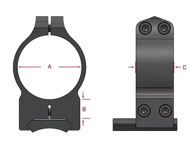 Warne 1 inch, PA, Low Matte Rings 200M Warne