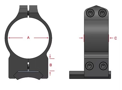 Warne 1 inch, PA, Medium Matte Rings 1BM Warne