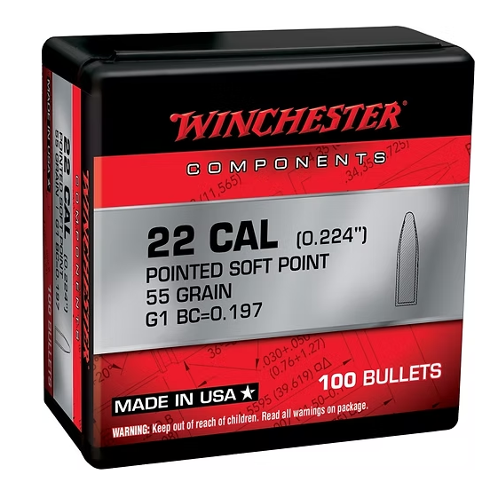 Winchester Bullets 55gr PSP 22 Cal x 100