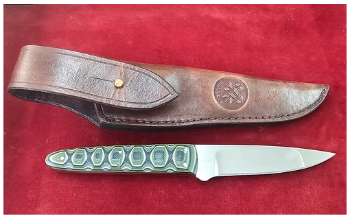 Jan A. Nell Green Micarta Custom Knife with Leather Sheath