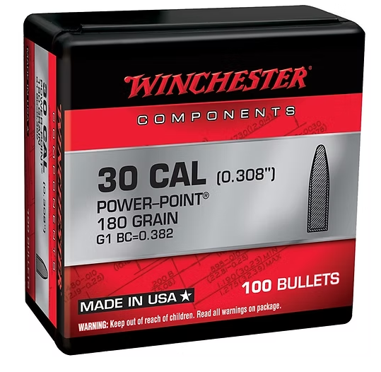 Winchester Bullets 30 Caliber 180gr Power-Point x 100 Winchester