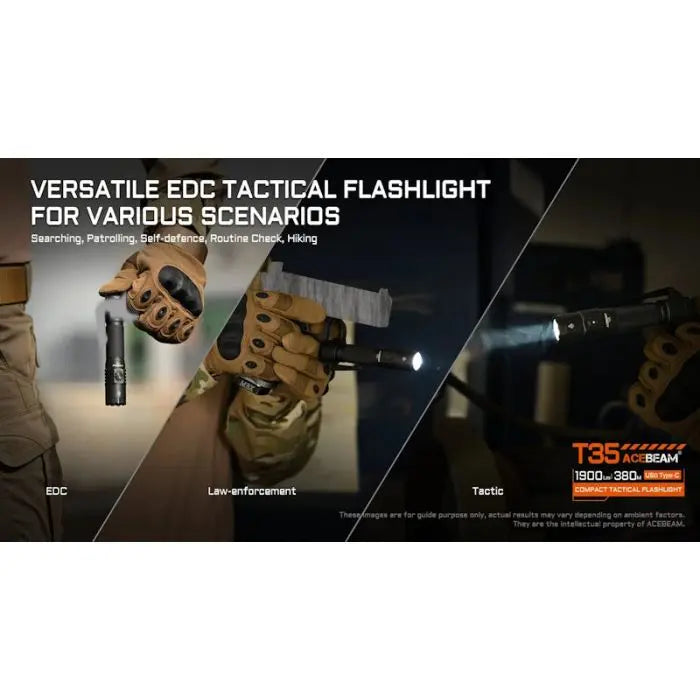 Acebeam T35 Compact Tactical Flashlight - 1900 Lumens, 380m, Green Acebeam