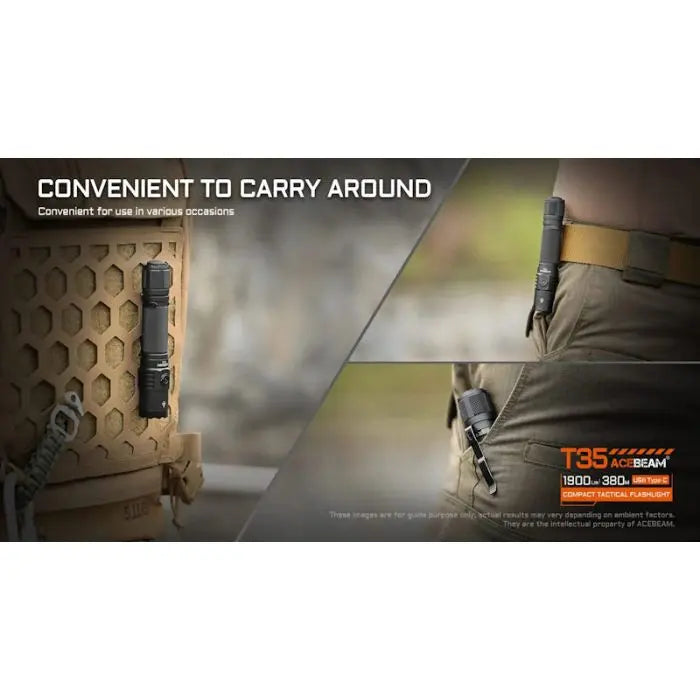Acebeam T35 Compact Tactical Flashlight - 1900 Lumens, 380m, Green Acebeam