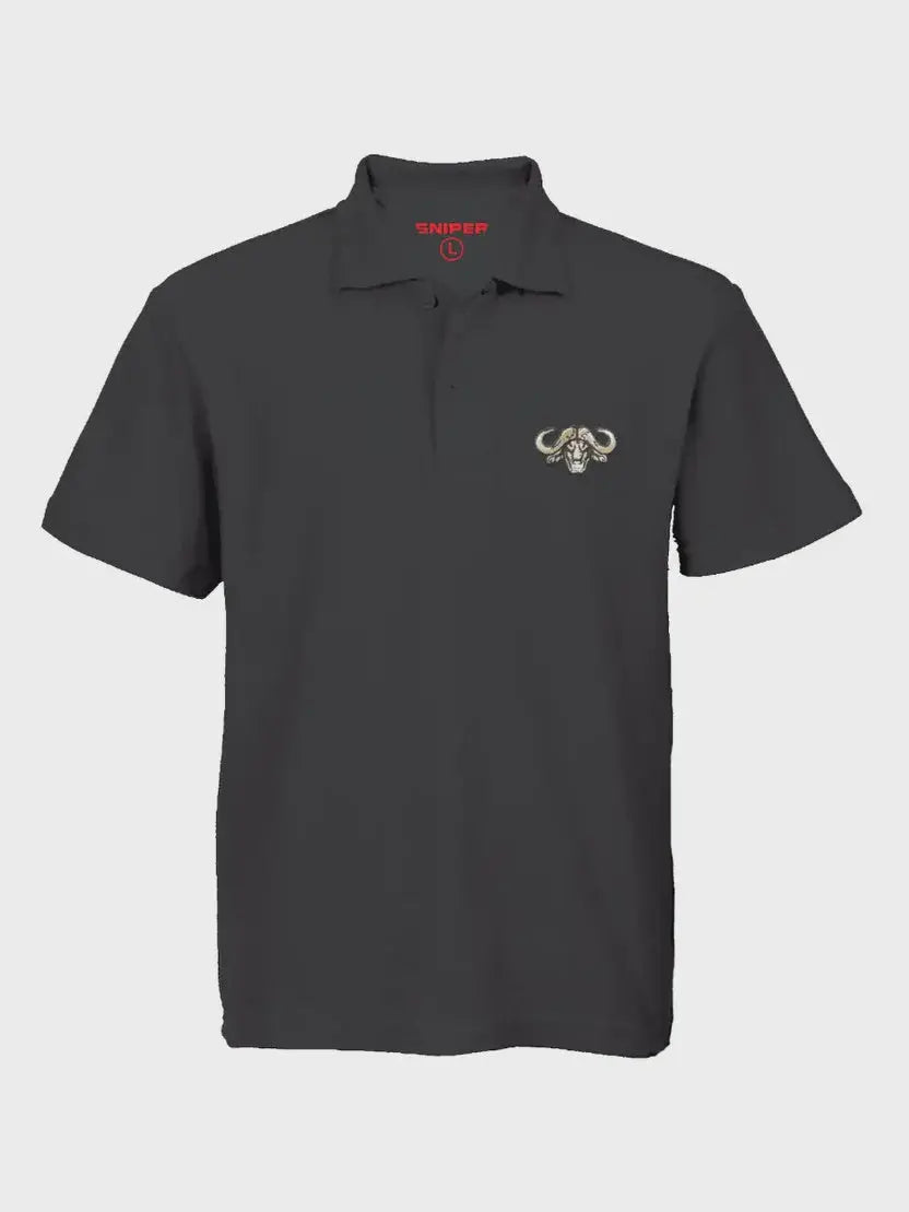 Sniper - Men's Buffalo Logo Short Sleeve Golfer - Black Sniper Africa