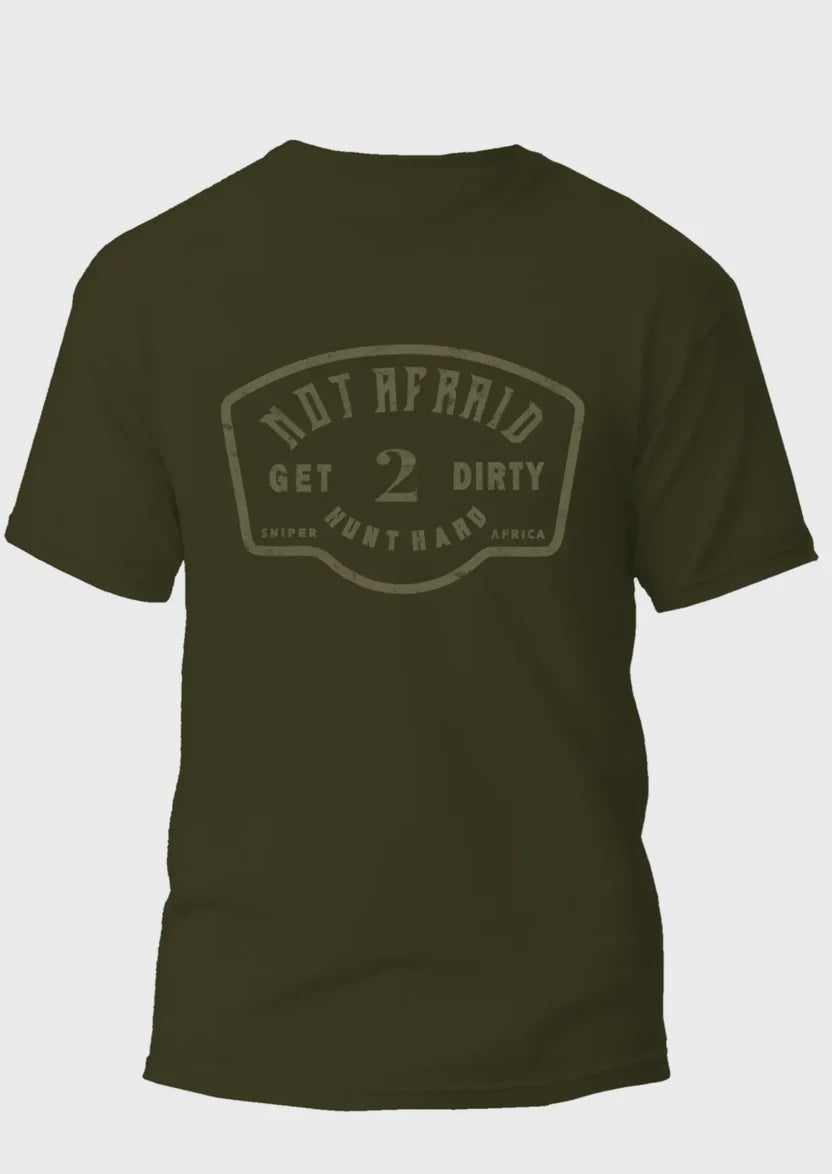 Sniper - Not Afraid Mens T - Shirt - Military Olive Sniper Africa
