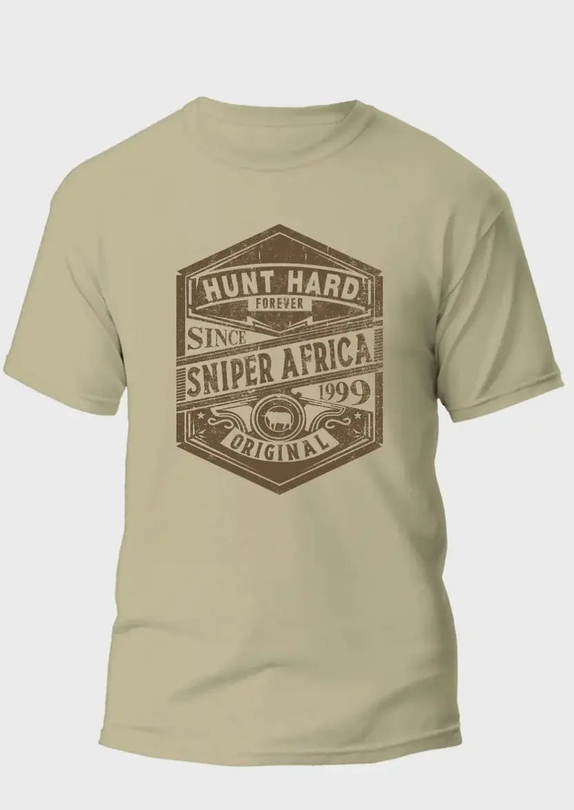 Sniper - Hunt Hard Mens T - Shirt - Dark Stone Sniper Africa