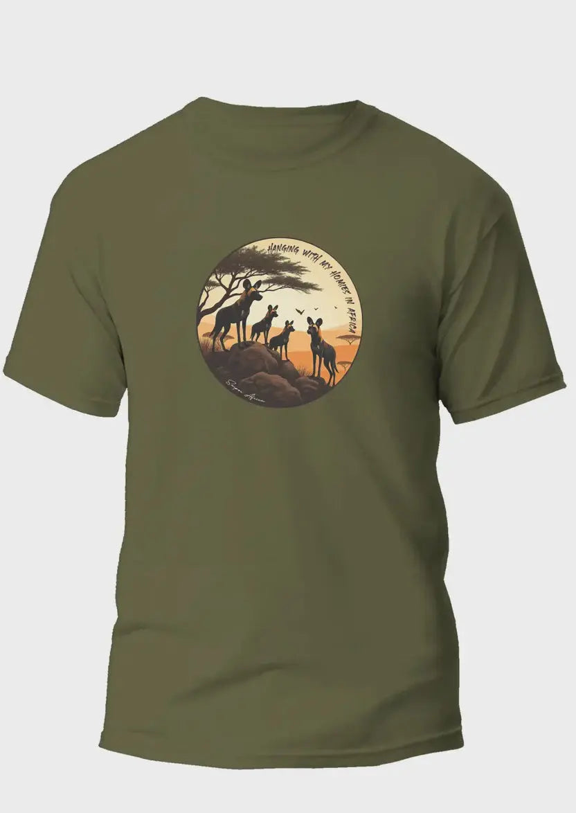 Sniper - Wild Dogs Mens T- Shirt - Olive Sniper Africa