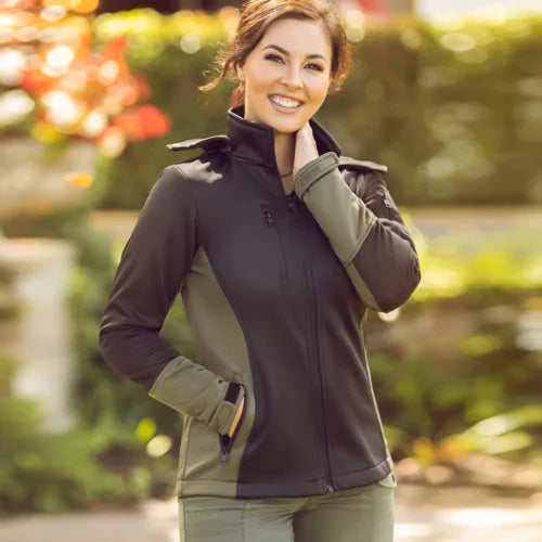 Boerboel Wear - Ladies Soft Shell Jacket Black & Olive
