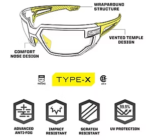 Type X Clear Lens Black Frame - Tactical