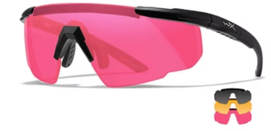 Saber Advanced Smoke/Rust/Vermillion Matte Black Frame 3 Lens Protective Eyewear