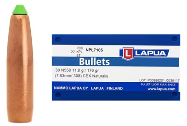 LAPUA .308 170 GR Naturalis Bullets (50)